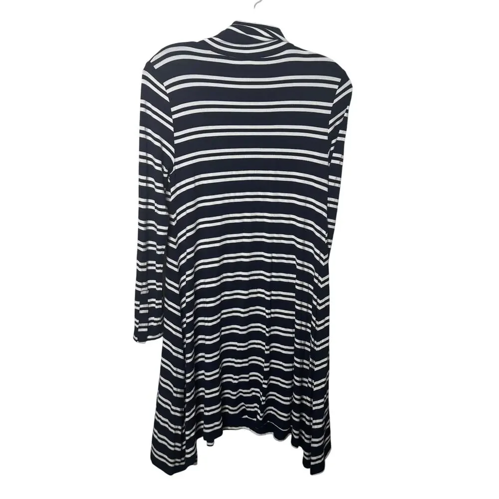 Maeve Anthropologie Striped Turtleneck Swing Dress Women’s SP‎ Blue Long Sleeve